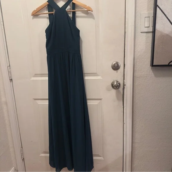 Lulu's Deep Green Halter Maxi Dress Wedding Guest Dress - Picture 3 of 5